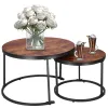 Loft-style coffee table set Springos HF0034, 2 pcs, steel, industrial design, round, Ø 70 cm / 39.5 cm