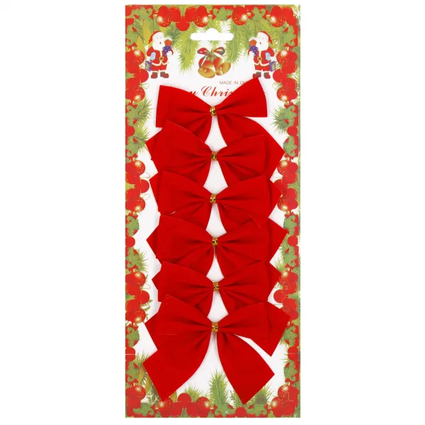 Christmas bows Springos CA1310, 9.5 x 7.5 cm, 6 pcs.