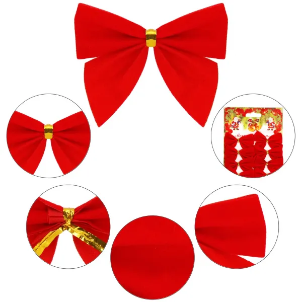 Christmas bows Springos CA1310, 9.5 x 7.5 cm, 6 pcs.