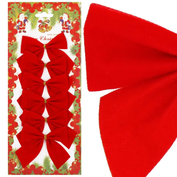 Christmas bows Springos CA1310, 9.5 x 7.5 cm, 6 pcs.