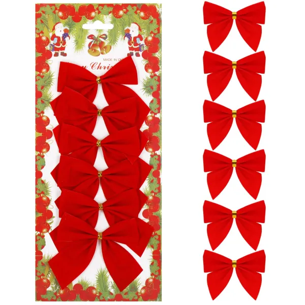 Christmas bows Springos CA1310, 9.5 x 7.5 cm, 6 pcs.