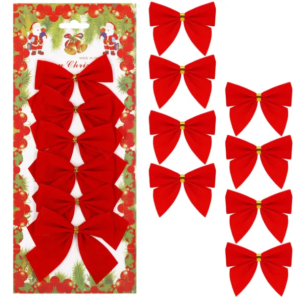 Christmas bows Springos CA1310, 9.5 x 7.5 cm, 6 pcs.